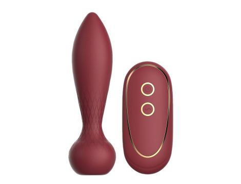Wibrujący korek analny silikonowy Romance Romy bordowy z pilotem USB - 4