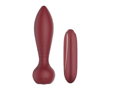 Wibrujący korek analny silikonowy Romance Romy bordowy z pilotem USB - 6