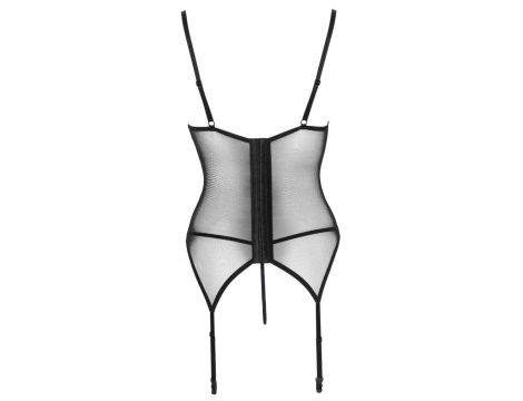 Koszulka z podwiązkami Cottelli LINGERIE czerwono czarna S - 12