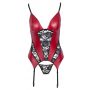 Koszulka z podwiązkami Cottelli LINGERIE czerwono czarna S - 12