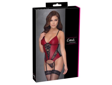 Koszulka z podwiązkami Cottelli LINGERIE czerwono czarna L