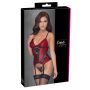 Koszulka z podwiązkami Cottelli LINGERIE czerwono czarna L - 3
