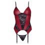 Koszulka z podwiązkami Cottelli LINGERIE czerwono czarna L - 7