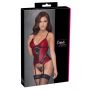 Koszulka z podwiązkami Cottelli LINGERIE czerwono czarna L - 2