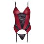 Koszulka z podwiązkami Cottelli LINGERIE czerwono czarna L - 6