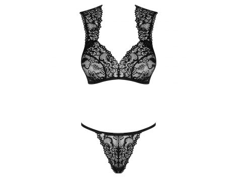 Seksowny koronkowy komplet Elisetta Obsessive czarny L/XL - 5