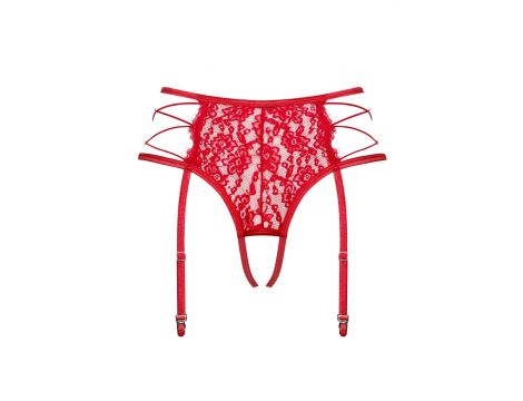 Pas do pończoch Rediosa Obsessive czerwony S/M z stringami - 4