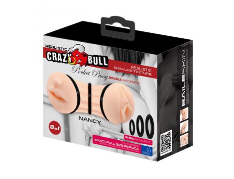 Podwójny masturbator Crazy Bull Nancy prążkowany realistyczny - 8