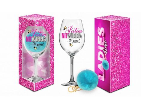 Kieliszek do wina Signoria 700ml z pomponem Jestem niewinna