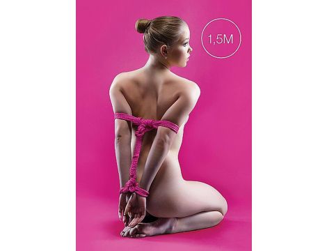 Japońska mini lina bondage Ouch różowa 1,5m nylonowa - 2