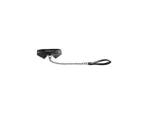 Obroża ze smyczą Exclusive Ouch! skórzana czarna 85 cm - 2
