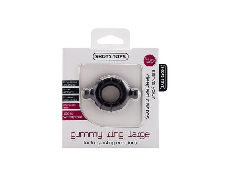 Pierścień erekcyjny Gummy Ring ShotsToys TPE duży czarny - 2