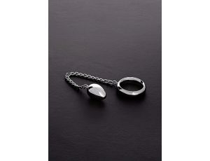 Pierścień erekcyjny Steel z jajkiem analnym i łańcuchem 40 mm