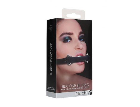 Knebel bitowy silikonowy Ouch czarny 12,5 cm - 2