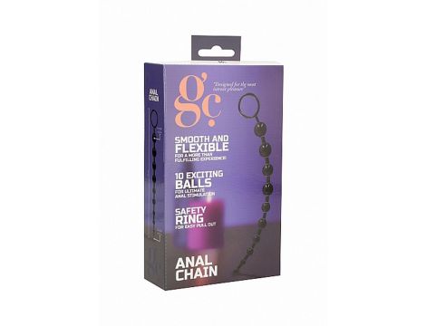 Łańcuszek analny GC z 10 kulkami TPE czarny 25.5 cm - 2
