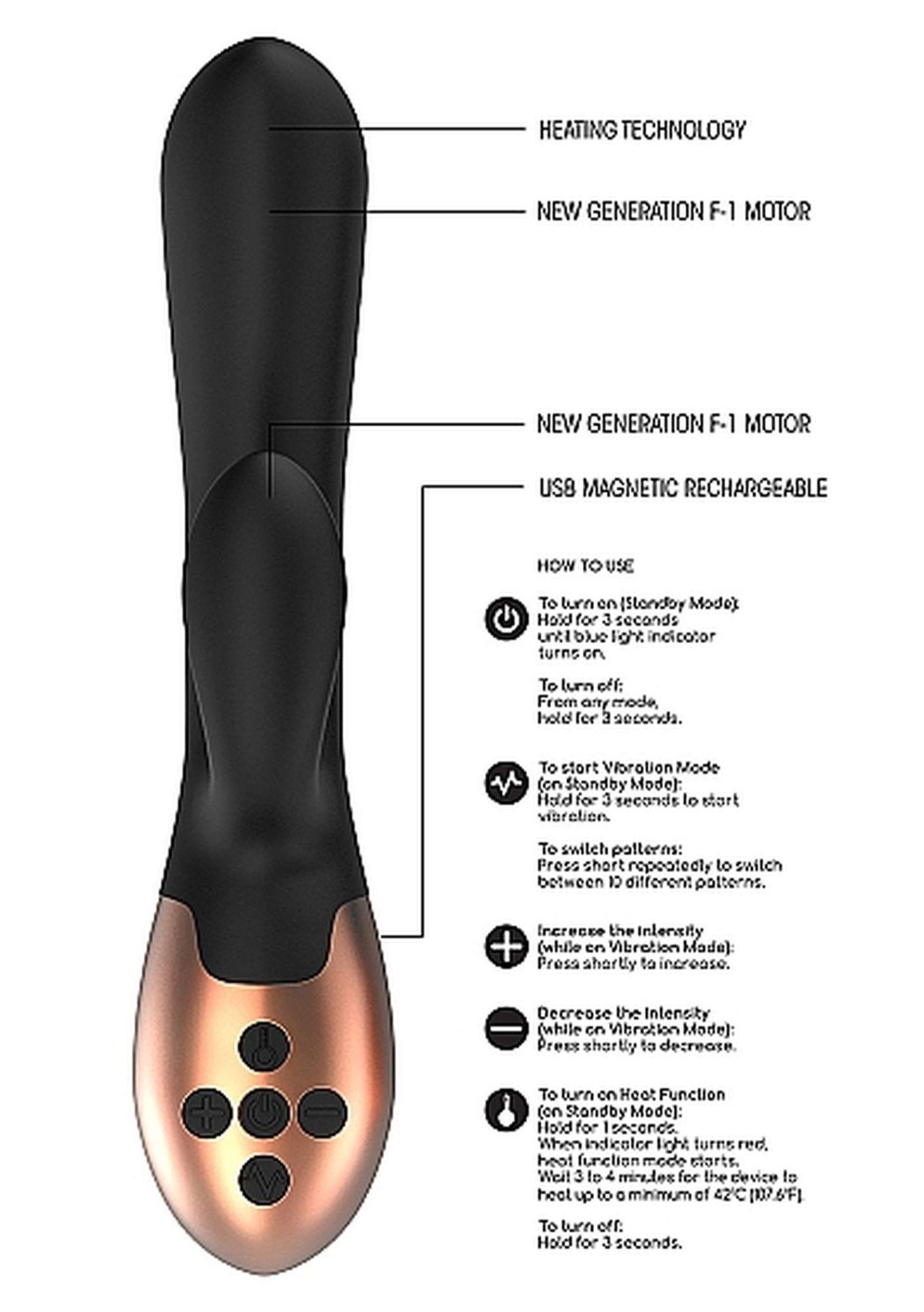 heating g-spot vibrator - exquisite - black