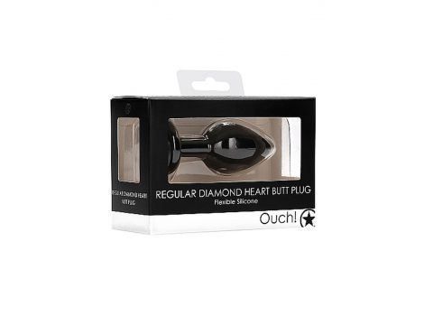 Silikonowy korek analny Diamond Heart Ouch! regularny czarny - 2