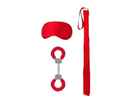 Zestaw bondage Ouch czerwony z futrzanymi kajdankami - 2