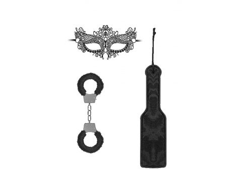 Zestaw Bondage z Futrzanymi Kajdankami Ouch Czarny - 3