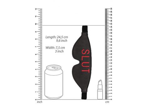 Maska na oczy Ouch SLUT skórzana czarna - 2