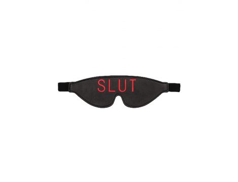 Maska na oczy Ouch SLUT skórzana czarna - 3