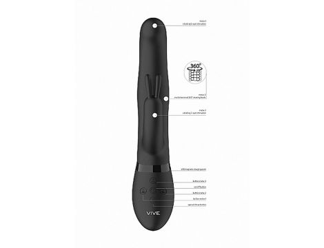 Wibrator króliczek Vive Izara z obrotowymi kulkami czarny USB - 4