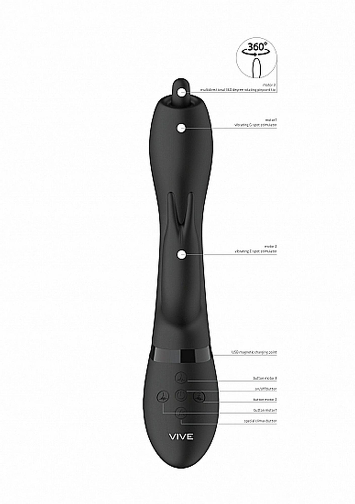 nilo - pinpoint rotating g-spot rabbit - black