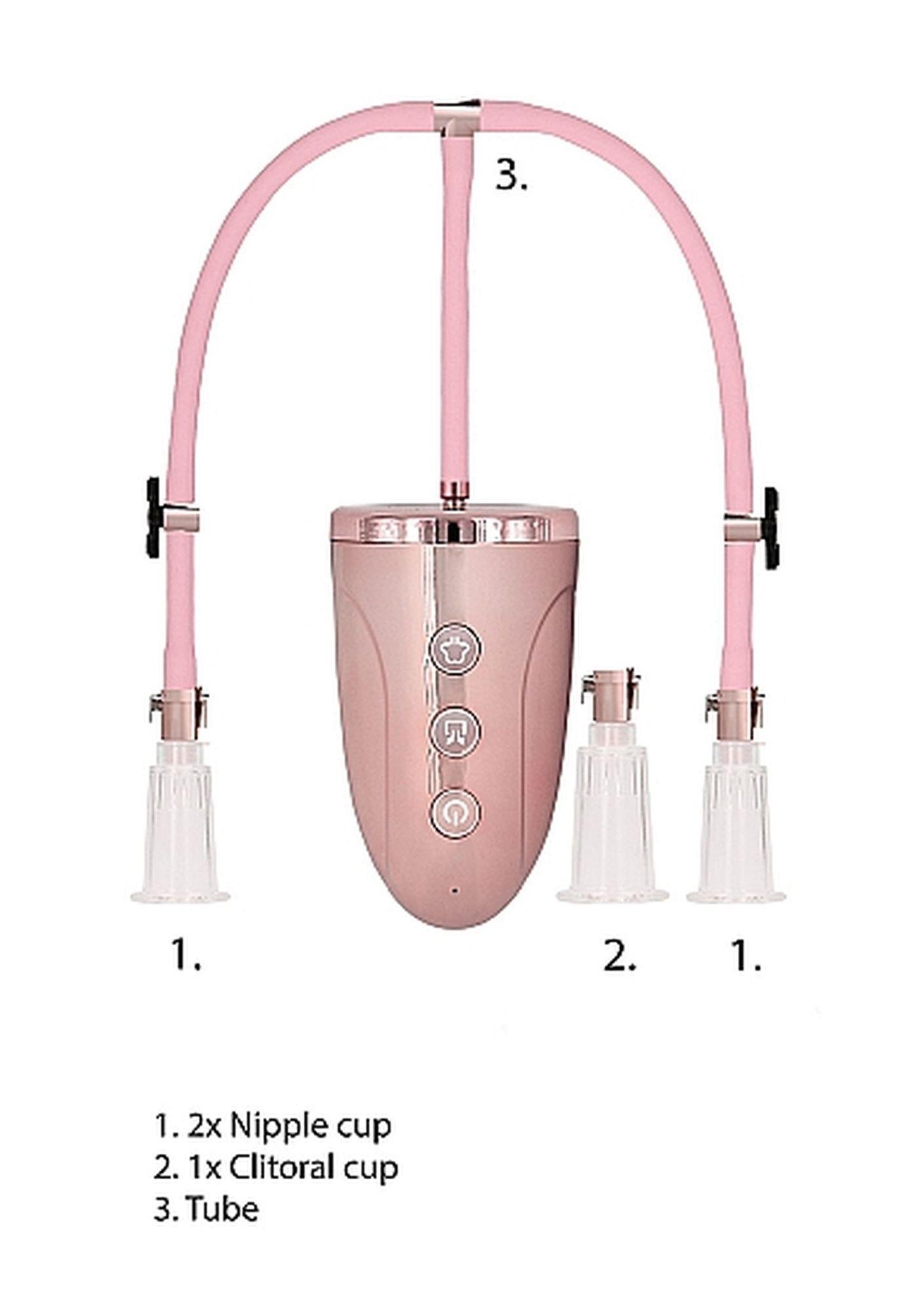automatic rechargeable clitoral & nipple pump set - medium - pin