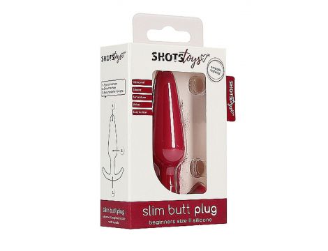 Korek analny silikonowy ShotsToys czerwony z uchwytem - 2