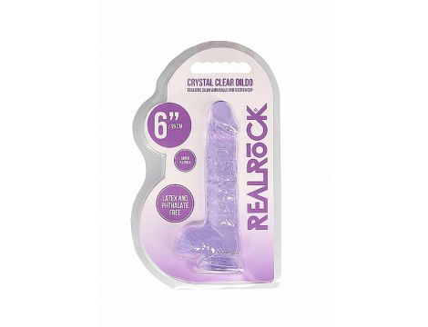 Dildo żelowe realistyczne z jądrami RealRock fioletowe 17 cm - 2