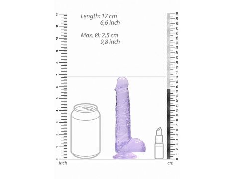 Dildo żelowe realistyczne z jądrami RealRock fioletowe 17 cm - 3