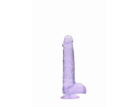 Dildo żelowe realistyczne z jądrami RealRock fioletowe 17 cm - 4