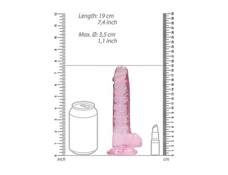 Dildo realistyczne z jądrami RealRock różowe 18 cm - 3