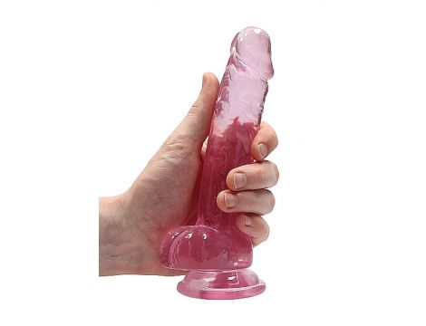 Dildo realistyczne z jądrami RealRock różowe 18 cm - 7