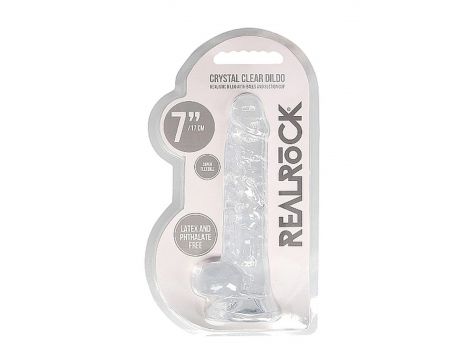 Dildo realistyczne z jądrami transparentne RealRock 18 cm - 2