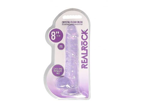 Dildo realistyczne z jądrami RealRock fioletowe 20 cm - 2