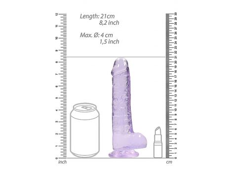 Dildo realistyczne z jądrami RealRock fioletowe 20 cm - 3