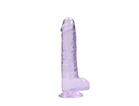 Dildo realistyczne z jądrami RealRock fioletowe 20 cm - 4