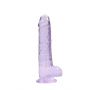 Dildo realistyczne z jądrami RealRock fioletowe 20 cm - 5