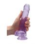 Dildo realistyczne z jądrami RealRock fioletowe 20 cm - 8