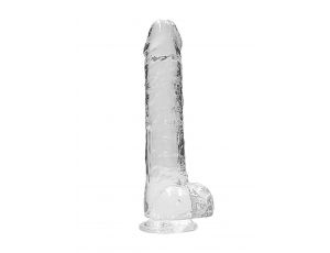 Dildo realistyczne z jądrami RealRock transparentne 23 cm