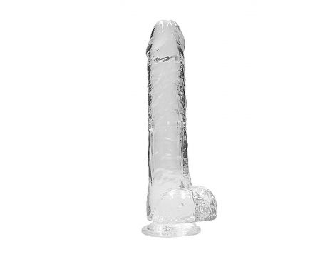 Dildo realistyczne z jądrami RealRock transparentne 23 cm
