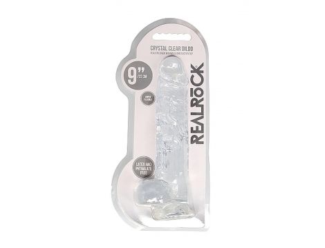 Dildo realistyczne z jądrami RealRock transparentne 23 cm - 2