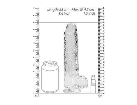 Dildo realistyczne z jądrami RealRock transparentne 23 cm - 3
