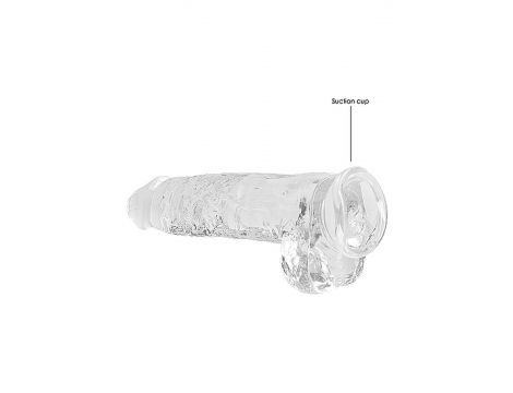 Dildo realistyczne z jądrami RealRock transparentne 23 cm - 5