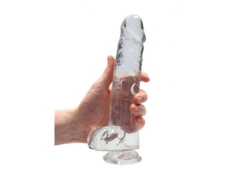 Dildo realistyczne z jądrami RealRock transparentne 23 cm - 7