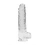 Dildo realistyczne z jądrami RealRock transparentne 23 cm - 5