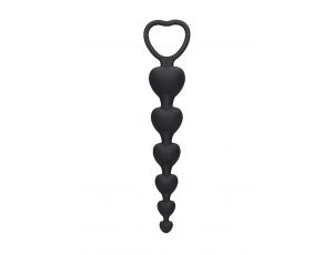Łańcuszek kulek analnych serca Ouch! silikonowy czarny 14 cm