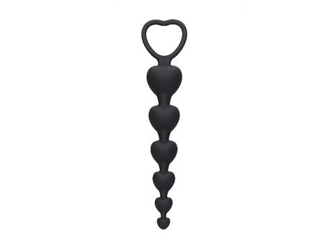 Łańcuszek kulek analnych serca Ouch! silikonowy czarny 14 cm