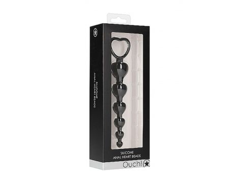 Łańcuszek kulek analnych serca Ouch! silikonowy czarny 14 cm - 2